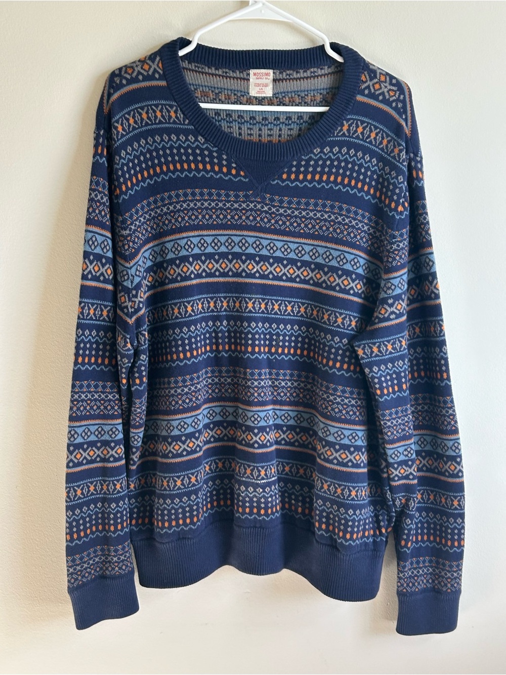 Mossimo Cotton Navy Patterned Sweater